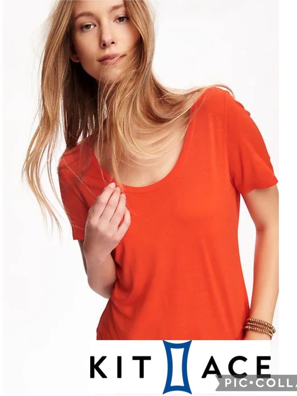 Kit + Ace CASHMERE Scoop Neck Tee Small 6 Orange